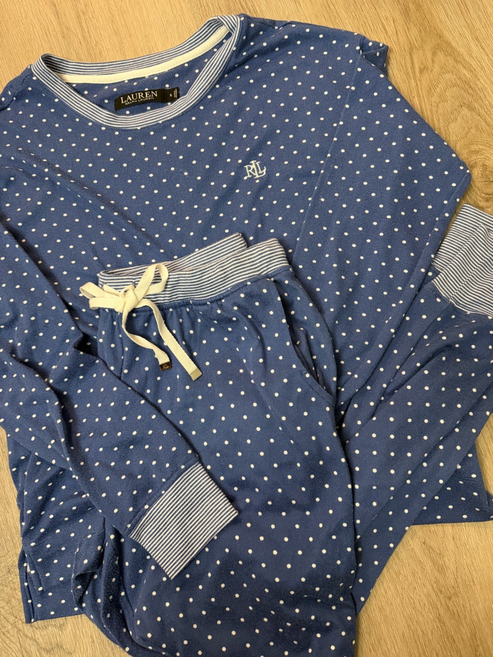 Lauren Ralph Lauren Blue Polka Dot Pajama Set